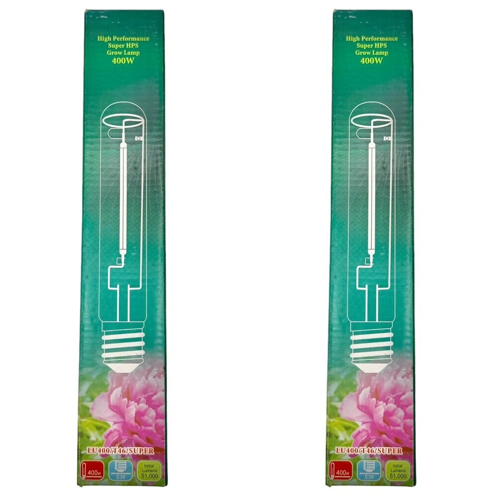 Two 400 W Metal Halide Grow Lamp Light E39 Socket 5200K MH400 T46 HOR